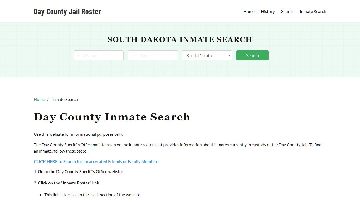 Day County, SD Detainee Lookup