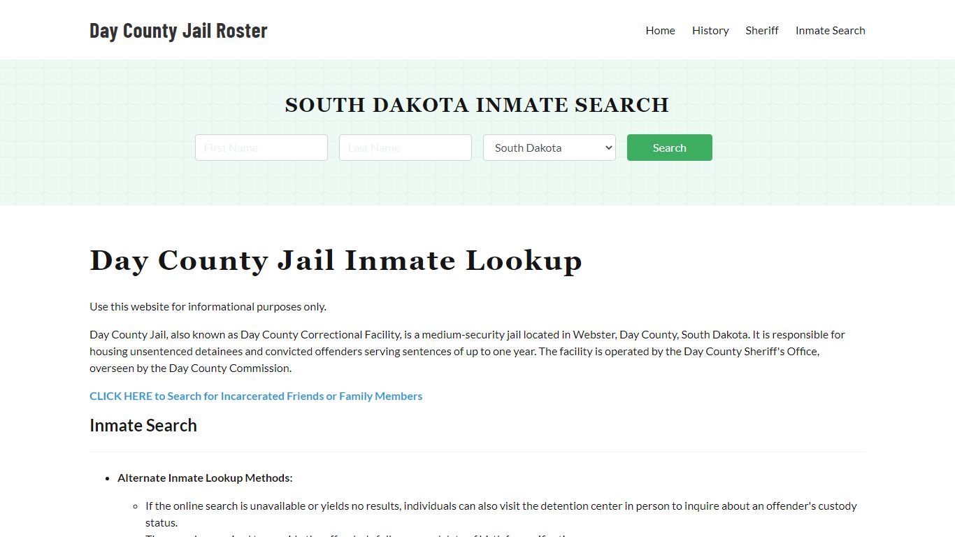 Day County Jail Roster Lookup, SD, Inmate Search