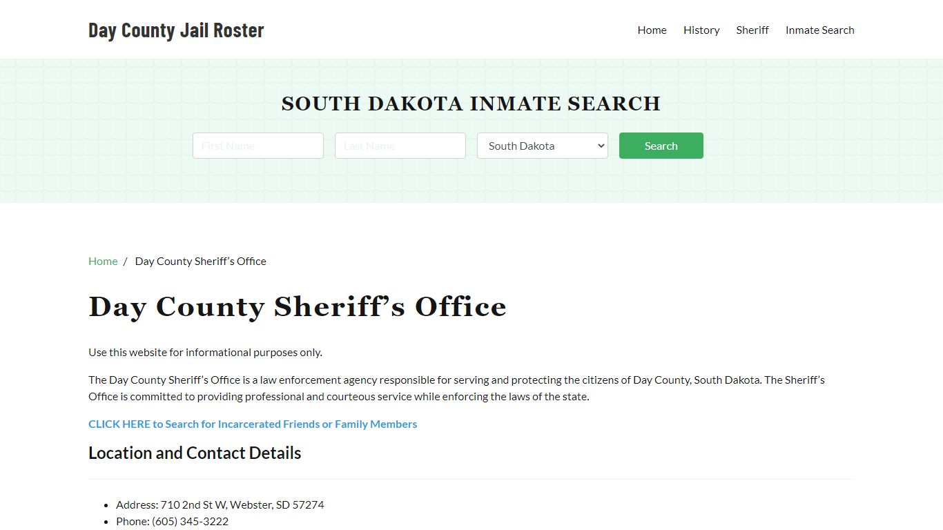 Day County Sheriff Office, SD, Arrest Warrants Search